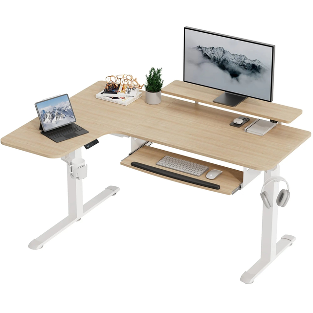 60x23 L Shaped Standing Desk with Accessories Set