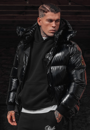 Black High Shine Puffer Jacket