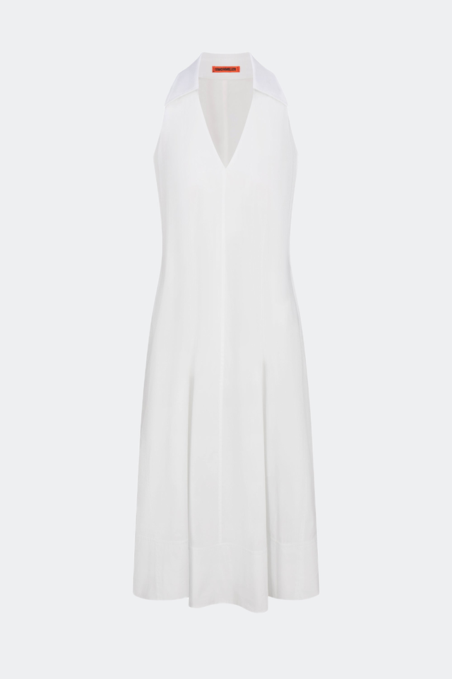 Nava Poplin Midi Dress in Macadamia