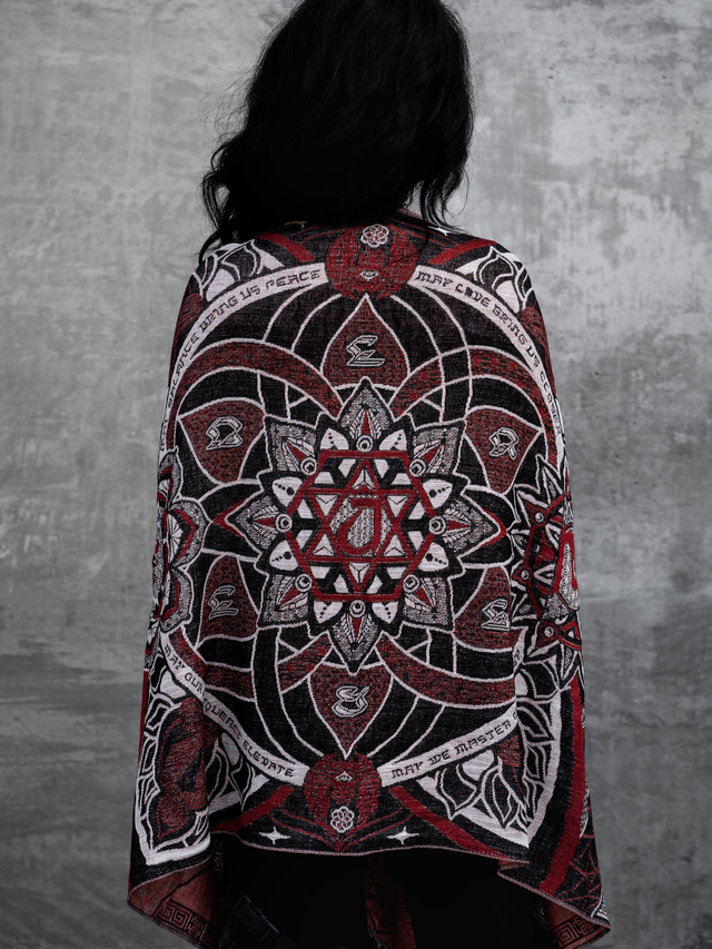 RESTOCKED ✦ HARMONY HEALS • UV REACTIVE RED • Festival Shawl/Scarf