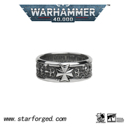 Black Templar Warhammer Ring of Crusader Vows Silver Empire Champion Ring Starforged
