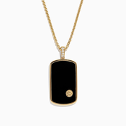 Men's 14K Yellow Gold Onyx and Diamond Dog Tag Pendant, 1.00 TCW