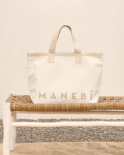 Canvas California Tote Bag - B02EY - La Havana White With Beige Logo