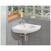 Small Wall Mount Corner Bathroom Sink - Single Faucet Drilling - White