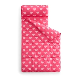 Hearts Nap Mat/Slumber Bag with Blanket & Removable Pillow, 20"x50"