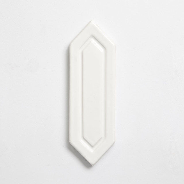 Tulum White Glossy Reliefed Picket Ceramic Accent Tiles 2x6