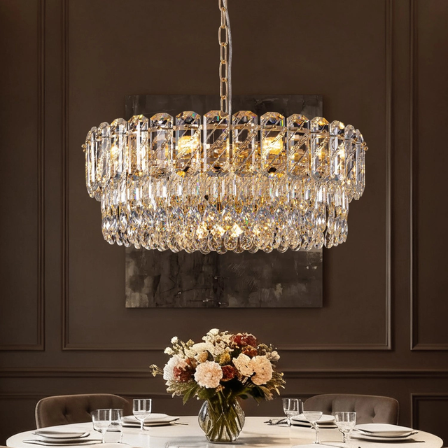 Elara Gold Crystal Round Chandelier