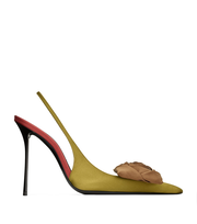 Saint Laurent Satin Embellished Amalia Slingback Pumps 110