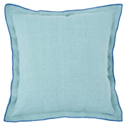 Housse de coussin bicolore en coton et lin bleus 40x40