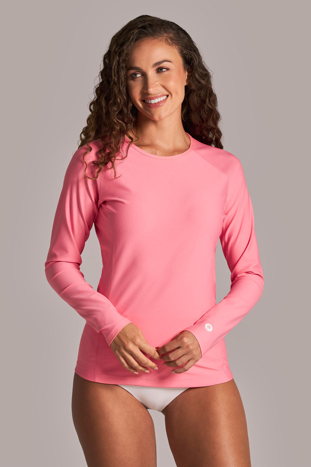 Women's Long Sleeve Swim Shirt | Flamingo Pink