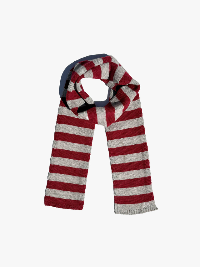 Stripe Skinny Scarf - Burgundy