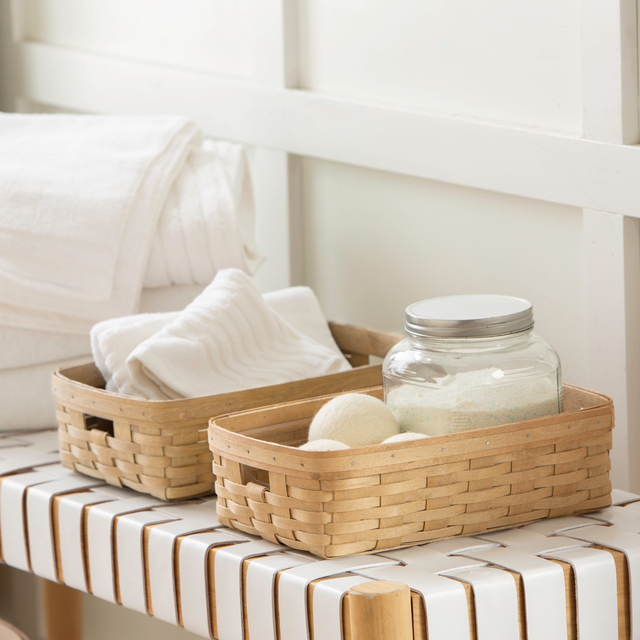 Medium Rectangle Linen Basket Duo - Light Brown