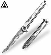 3.5 inch Pocket Knife with Clip and Feather Pattern Blade, EDC Knife for Outdoor