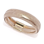 14K Italian Gold Polished Mesh Omega Slip-On Stretch Ring