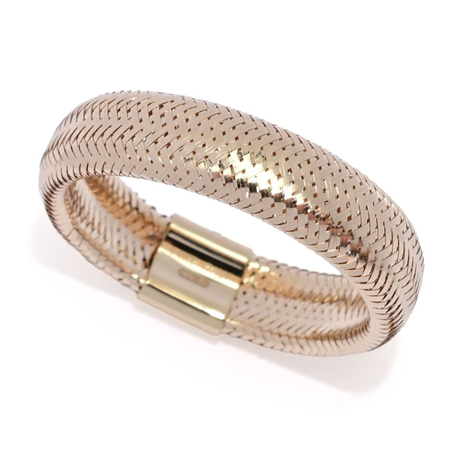 14K Italian Gold Polished Mesh Omega Slip-On Stretch Ring
