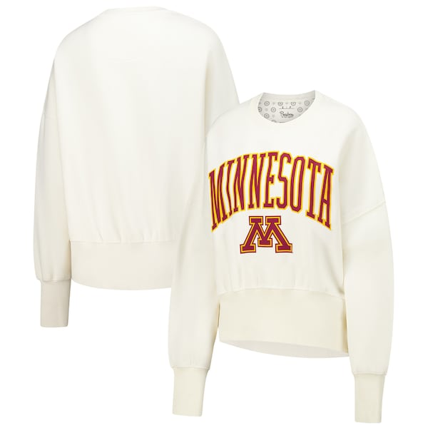 Minnesota Golden Gophers Pressbox Women's Oversized Waist-Length Crewneck Sweatshirt - Ivory