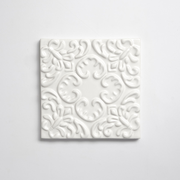Tulum White Glossy Baroque Ceramic Accent Tiles 6x6
