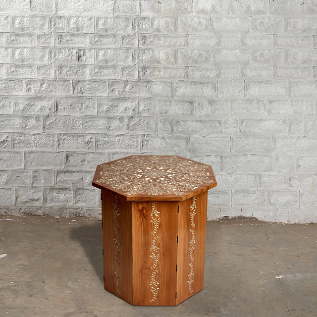 Natural Bone Inlayed Coffee Table with Wood Skirting