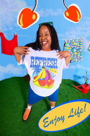 Benny - Oversized Cotton Tee in Refresh Print