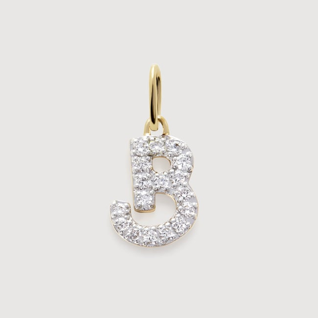 Gold Diamond Initial B Pendant - Lab Grown Diamond