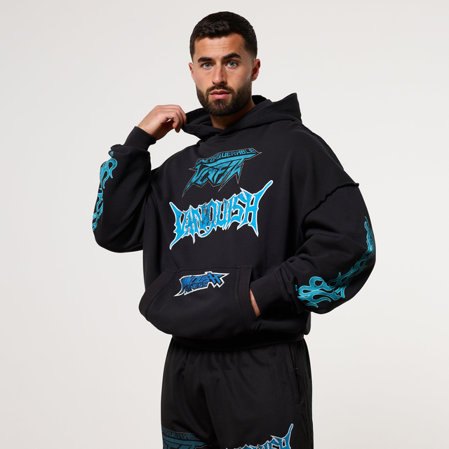Vanquish Grunge Washed Black Oversized Pullover Hoodie