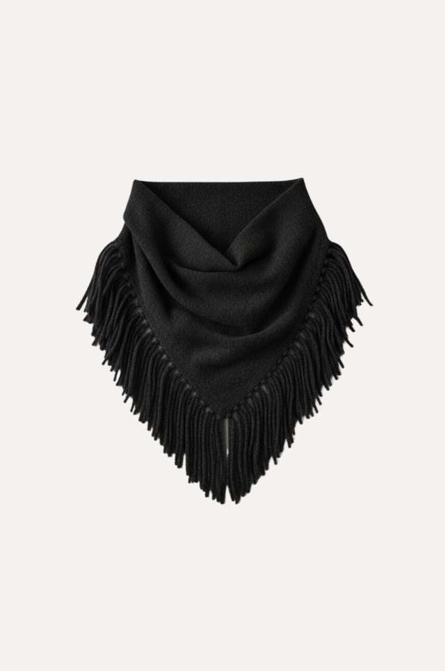 Cashmere Neckerchief Fringe Scarf