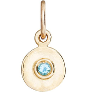 Birthstone Mini Disk Charm With Aquamarine