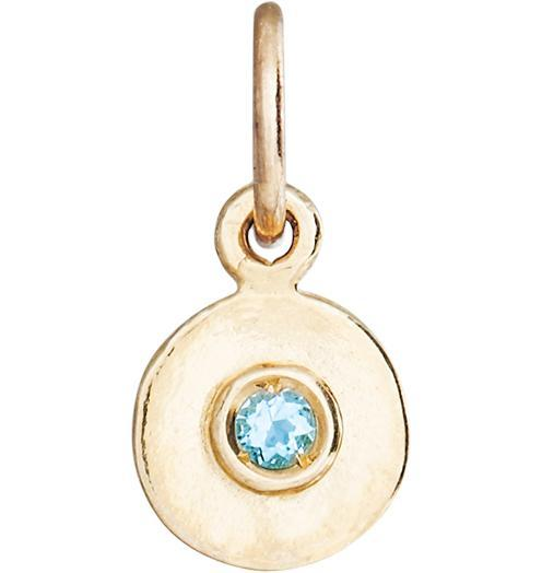 Birthstone Mini Disk Charm With Aquamarine