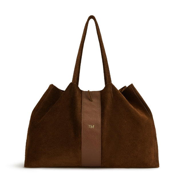 Suede Leather Shopper - Brown