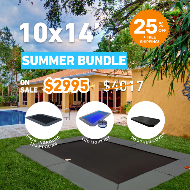 Black Friday Bundle! 10'x14' Rectangle Pro-Line In-ground Trampoline + LED Lights + Cover