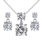 Jasmine 18k White Gold Plated Necklace and Earrings Jewelry Set with Swarovski Crystals