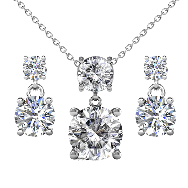 Jasmine 18k White Gold Plated Necklace and Earrings Jewelry Set with Swarovski Crystals