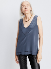Layered scoop-neck silk vest