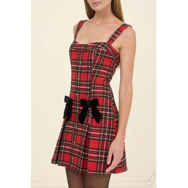 Sleeveless Plaid Front Button Mini Dress
