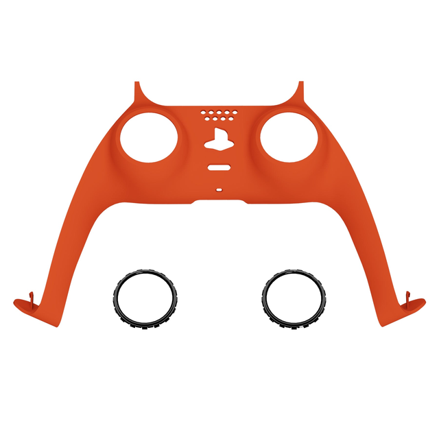 eXtremeRate Replacement Decorative Trim Shell with Accent Rings Compatible with PS5 Controller BDM-010/020/030/040/050 - Orange
