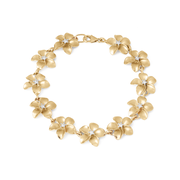 Plumeria Bracelet in Gold with Diamonds - 13mm - Size 7.25"
