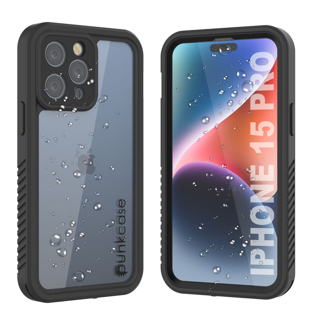 iPhone 15 Pro Waterproof IP68 Case, Punkcase [Clear] [StudStar Series] [Slim Fit] [Dirtproof]