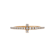 T Wire Band Ring 18K Yellow Gold with Pave Diamonds