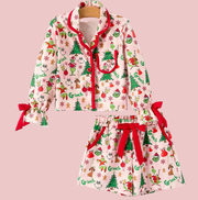Grinchy 2pc Red/Pink Ruffle Girls Lounge Set