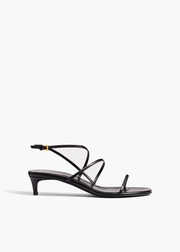 Loop Kitten Heel Sandal in Black Leather