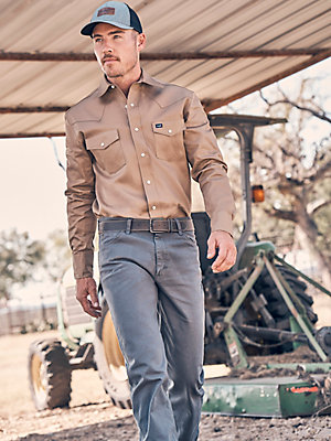 Premium Performance Tough Comfort Cowboy Cut® Regular Fit Canvas Jean in Grey Pinstripe