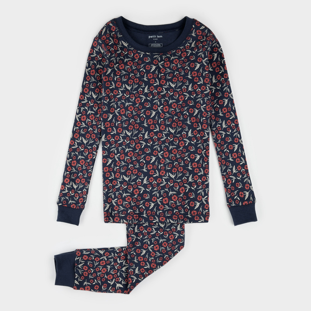 Poppy Print on Dress Blue PJ Set