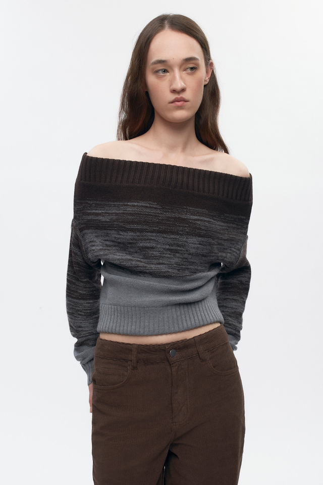 Women's Convertible Sweater in Coffee Bean/Grey Melange