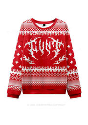 Punk Cxxt Y2K Christmas Knit Sweatshirt Cherrykitten