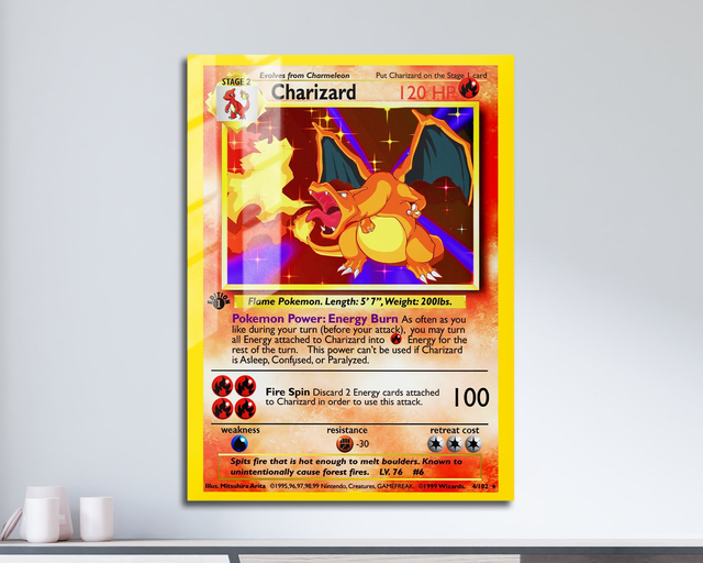Charizard Pokemon Card Metal Poster
