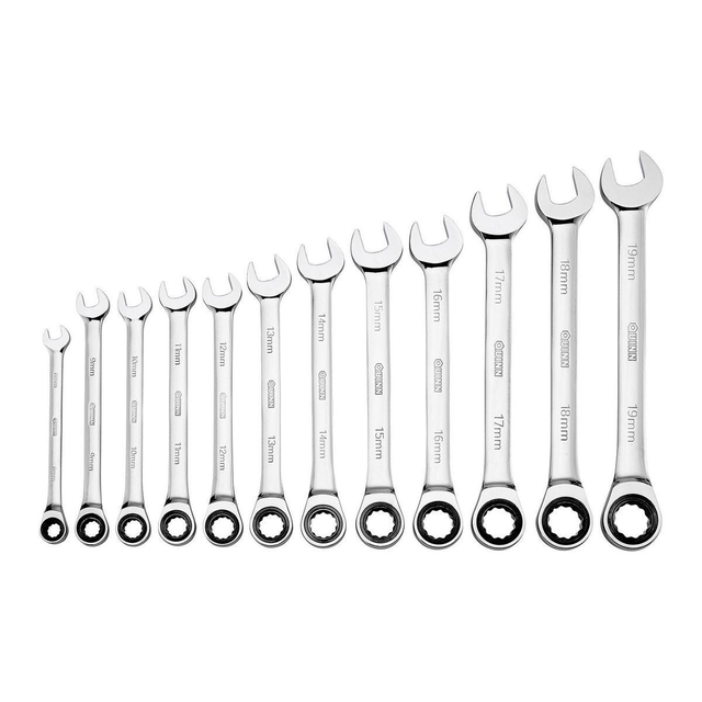100 Tooth Metric Ratcheting Combination  Wrench Set, 12 Piece