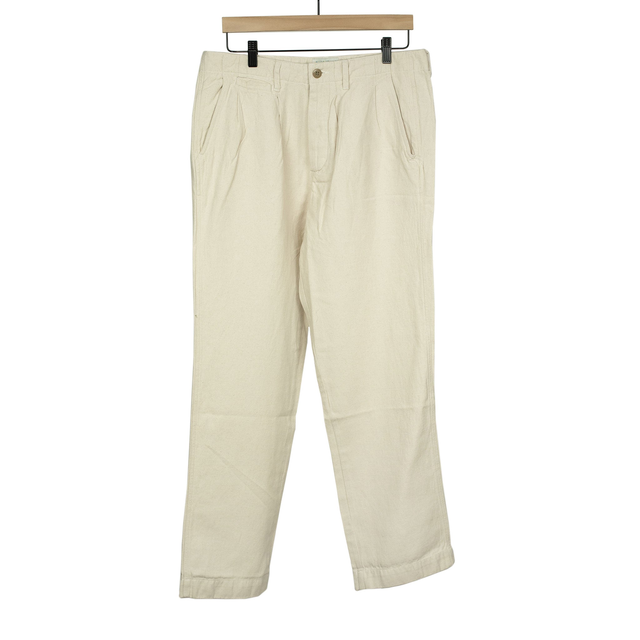 Military chino in unbleached cotton and linen slub twill