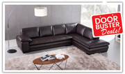 Gio Italia Block 4-Seater Leather Sectional Sofa with Chaise