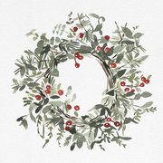 Holly Farmhouse Wreath I Art Print