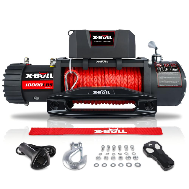 X-BULL Electric Winch 10000 LBS 12V Synthetic Rope SUV Jeep Truck 4WD